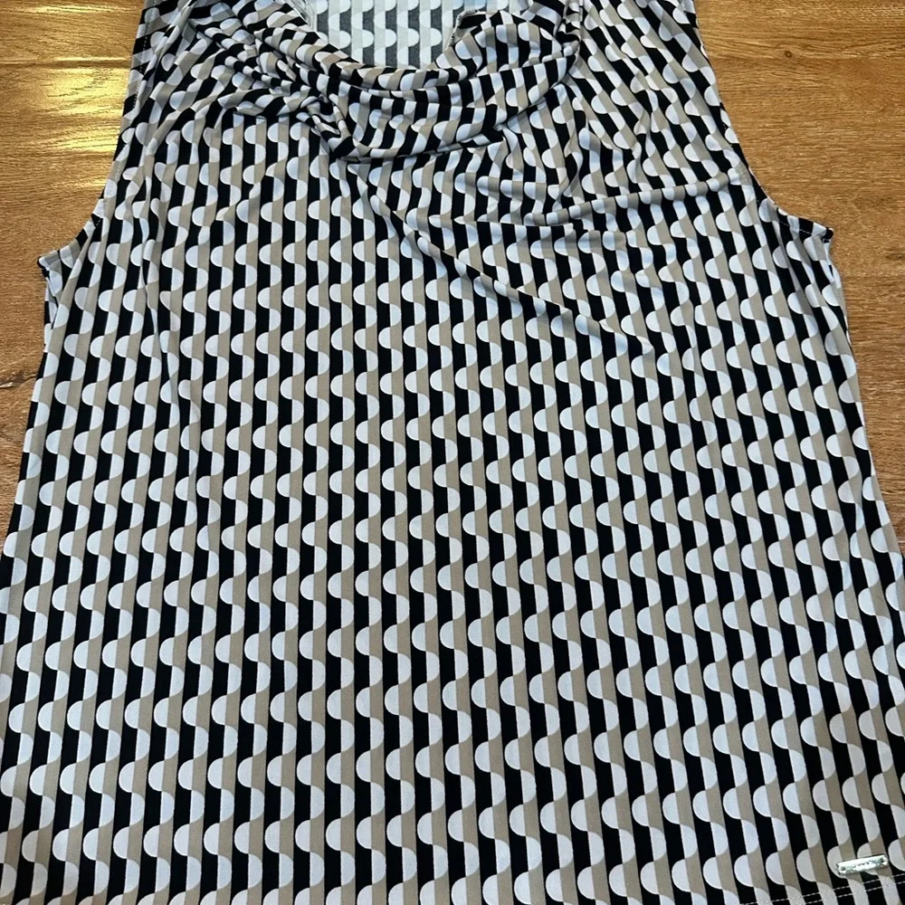 Tahari Black and White Draped Blouse - Picture 2 of 4